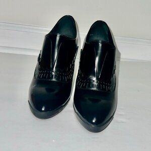 TOD"S Women EU 34M US 4 Platform Block Heel Pumps Booties Black Leather